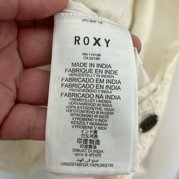 ROXY - Fit and flare woman beige eyelit size medium coquette summer vacation - Picture 4 of 7